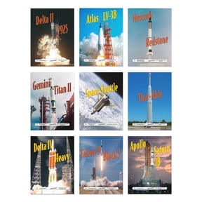 Rocket Launch Vehicle Posters Set of 9 US Spacecraft Prints Historic Launch Educational Wall Art Space Shuttle Falcon 9 Atlas Gemini and Apollo Missions Unframed Aerospace Deco