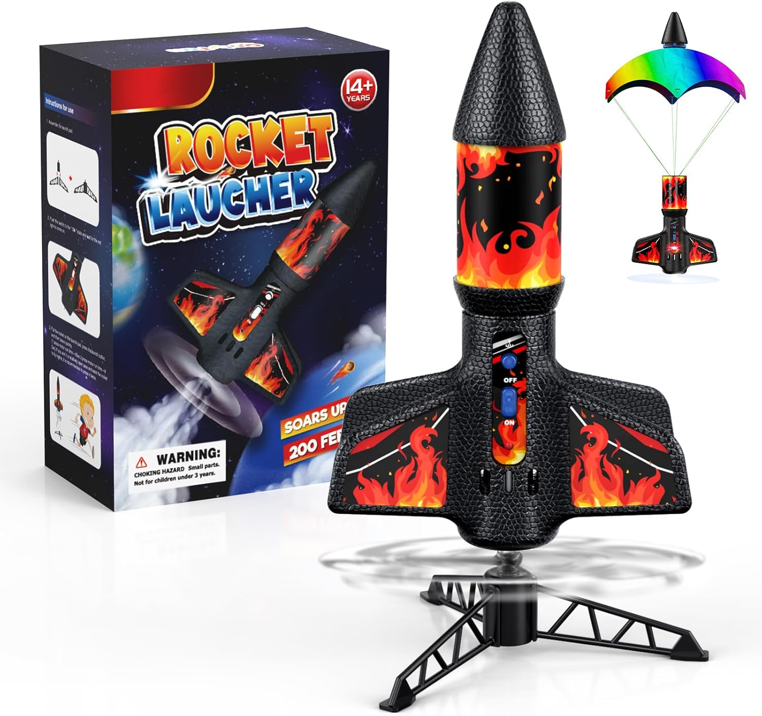 Rocket Launcher, 200 Feet of Flight Altitude, Model Rocket Kits with
