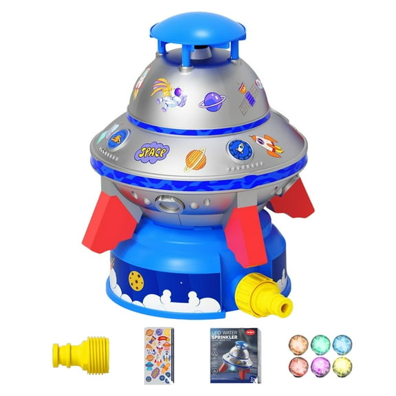 Rocket Launcher Sprinkler UFO Water Sprinkler Toys UFO Spaceship Water Sprinklers for Outdoor Summer Water Fun Toys for Yard Backyard Lawn Birthday Gift