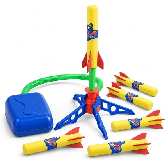Kiddie Play Rocket Launcher for Kids to Stomp on Outdoor Toys 6 Rockets