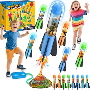 Rocket Launcher for Kids, Dinosaur Launcher with 8 Rockets, Outdoor Toys for Kids 3 4 5 6 7 Year Old Boys, Rocket Dinosaur Toy Gifts for Boys Ages 3+