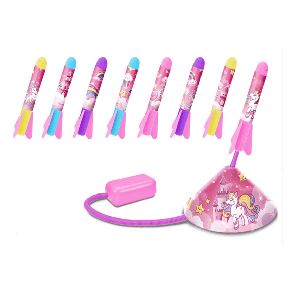 Rocket Launcher for Kids, Unicorn Launcher with 8 Rockets, Outdoor Toys for Kids 3 4 5 6 7 Year Old Girls, Rocket Unicorn Toy Gifts for Girls Ages 3+