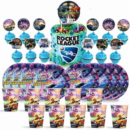 Rocket League Birthday Decorations Plates Cups Party Supplies Fans Cake Topper Decor