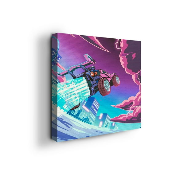 Rocket League Canvas Wall Art by Mavis Print- 14x14 inches Video Game Wall Decor | HD Printed & Wooden framed wall art | Modern Wall Decor for Gift | Made in USA