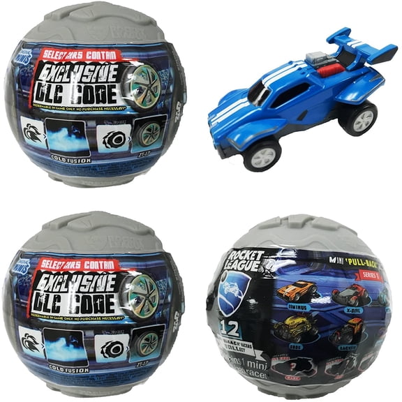 Rocket League Mini Pull-Back Racer Car Mystery Ball Set of 3 - With Possible DLC Code