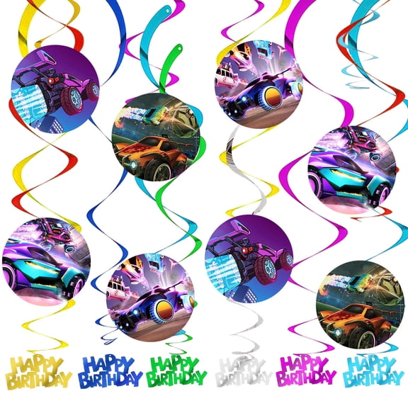 Rocket League Party Decorations Hanging Swirl Sign Whirls Birthday Streamer Ceiling Decor Supplies 14 pcs