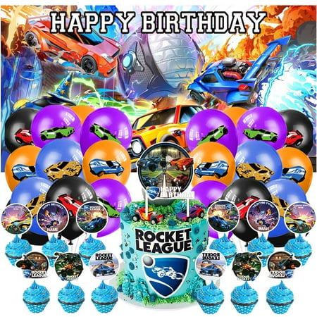 Rocket League Party Supplies Decor Latex Balloons Birthday Banner Decorations Kit Backdrop Cake Topper