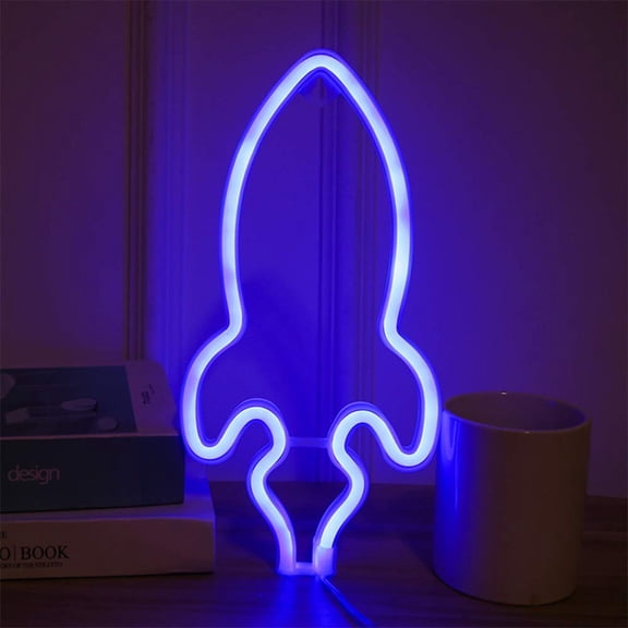 Rocket Light Neon Signs For Wall Decor Neon Lights USB Or Battery LED Signs Decorative Night Lights For Bar- Christmas- Birthday Party- Girls-Kids Room.