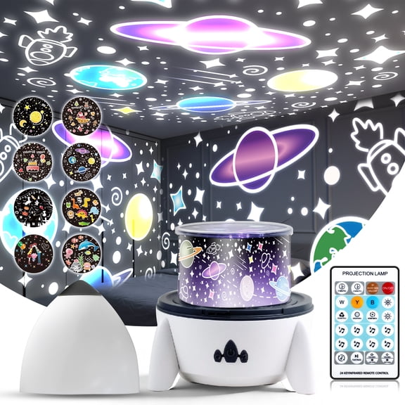 DAYBETTER ROCKET Star Projector for Kids, 360 Rotating Galaxy Projector for Home Decor, Bluetooth Night Light with Timer & Remote Birthday Gifts for 3-12 Year Old Boys