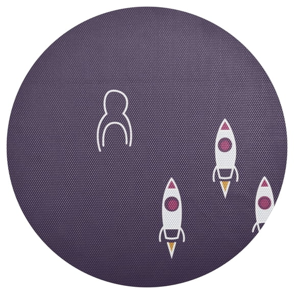 Rocket Pattern 15.4in Diameter PVC Plate Mat, Heat-Resistant and Cuttable, Kitchen Decor