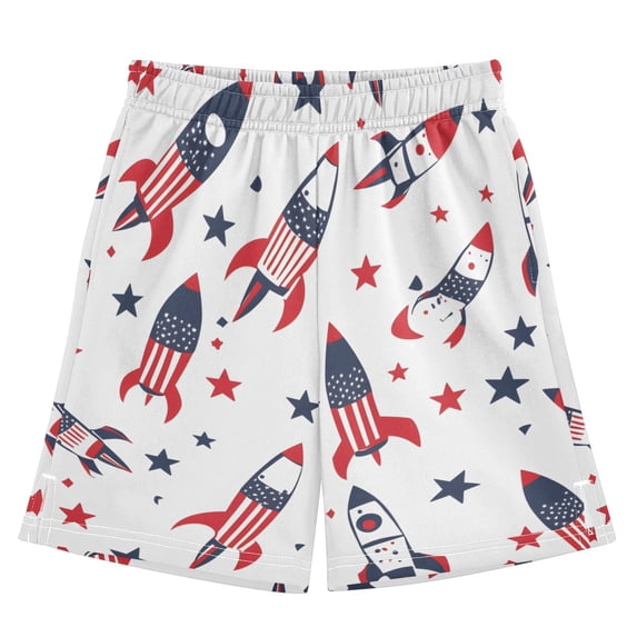 Rocket Pattern Athletic Shorts Breathable with Comfort Fit Drawstring Casual Sweatshorts Medium