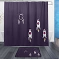 thumbnail image 1 of Rocket Pattern Bathroom Accessory Sets Waterproof Shower Curtain with Anti-Slip Bath Mat Durable Combo, 1 of 7