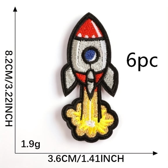 Rocket Pattern Cloth Stickers - Anime Cartoon Style Iron-On Patches for Clothes, Bags, Shoes, Hats & Home Decoration
