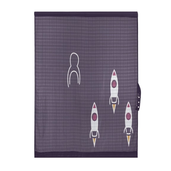 Rocket Pattern Door Curtain 25x40in Privacy Mesh with UV Protection Tie Back Rod Pockets