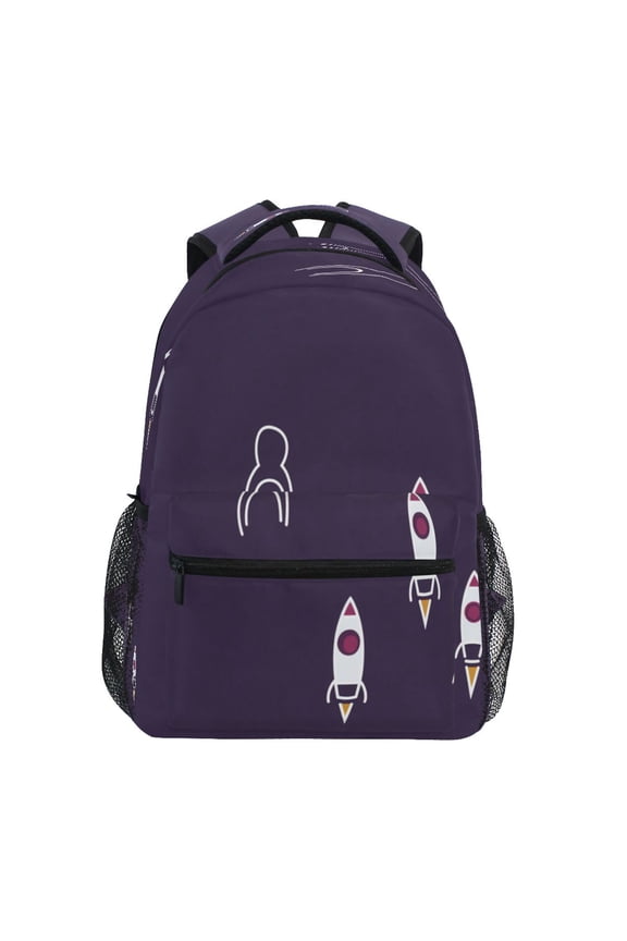Rocket Pattern Stylish Large Backpack 15L Self-Standing Durable Twill for School, Office and Travel Use