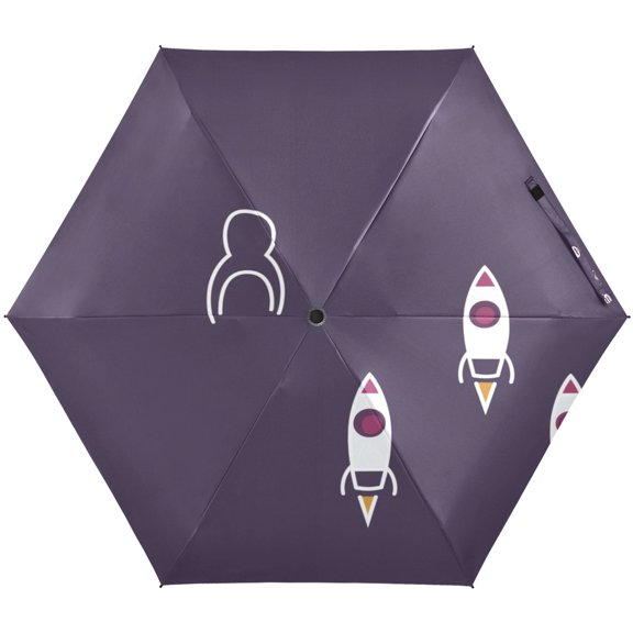 Rocket Pattern Umbrellas for Sun Auto Open Close UV50+ Waterproof 5-Fold Compact Fiberglass Frame