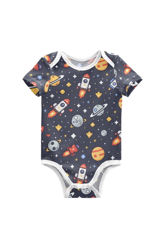 Rocket Pixel Style Baby Bodysuits 100% Cotton Short Sleeve for 0-24 Months Baby Golf Outfit 12Months