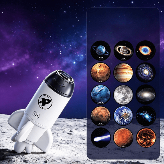 Rocket Planet Projector Night Light, USB Celestial Projector with 6 ...