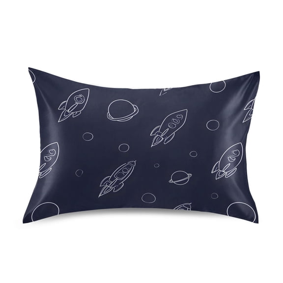 Rocket Planet Space Pillowcase Standard Size Luxury Silky Soft Wrinkle Resistant Envelope Closure 20x26in