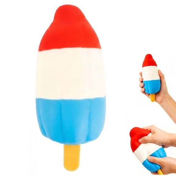 Rocket Popsicle Squishy, Red White Blue Stretchable Squeeze Fidget Toy, Cute Ice Pop Sensory Stress Relief Toy for Teenager Adults