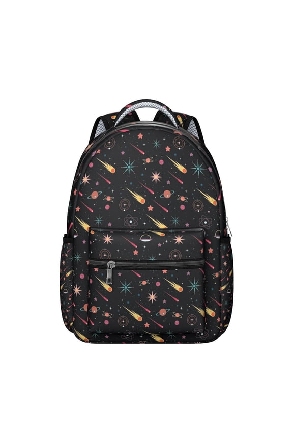 Rocket Print Ergonomic Student Backpack - Breathable & Durable for Daily Use