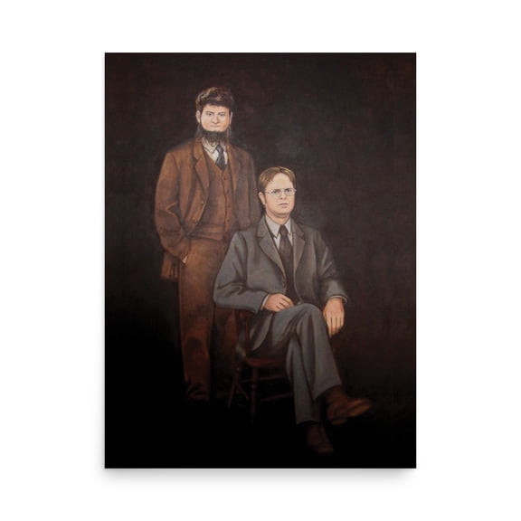 Rocket Prints Mose And Dwight Schrute Portrait Painting Office Poster, 9 x 12