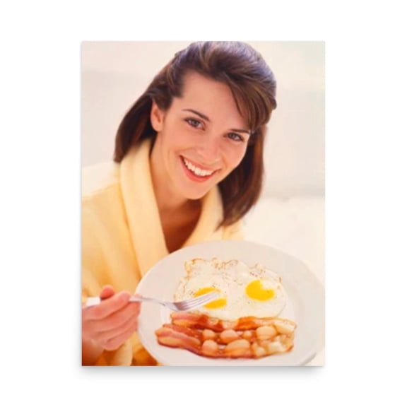 Rocket Prints Pretty Dark Haired Woman And Breakfast Food Ron Swanson Office Parks and Recreation Poster, 9 x 12