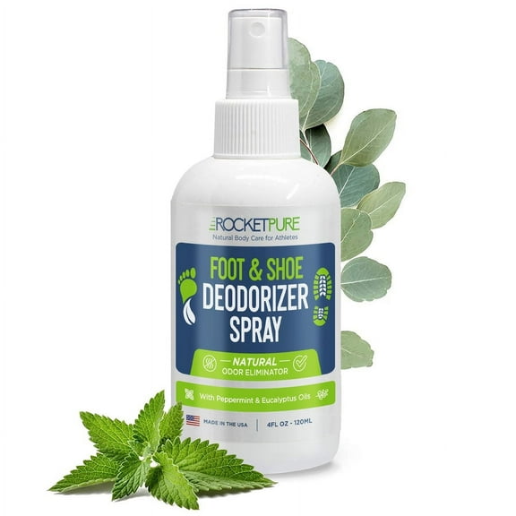 Rocket Pure Natural Shoe Deodorizer Spray & Foot Spray Odor Eliminator, Mint 4oz