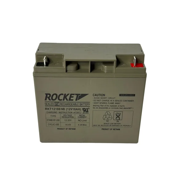 ROCKET RKT12180 NB 12V 18Ah Sealed Lead Acid AGM Battery  Rechargeable, Maintenance-Free, Non-Spillable with Nut & Bolt Terminal  For UPS, Mobility, Solar, and Backup Systems