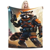 Rocket Raccoon Blanket, Super Soft Large Fluffy Plush Throw Blanket for Boys Girls Young Adults, Cozy Warm Flannel Blanket for Living Room Couch Bed All Seasons 40"X30"