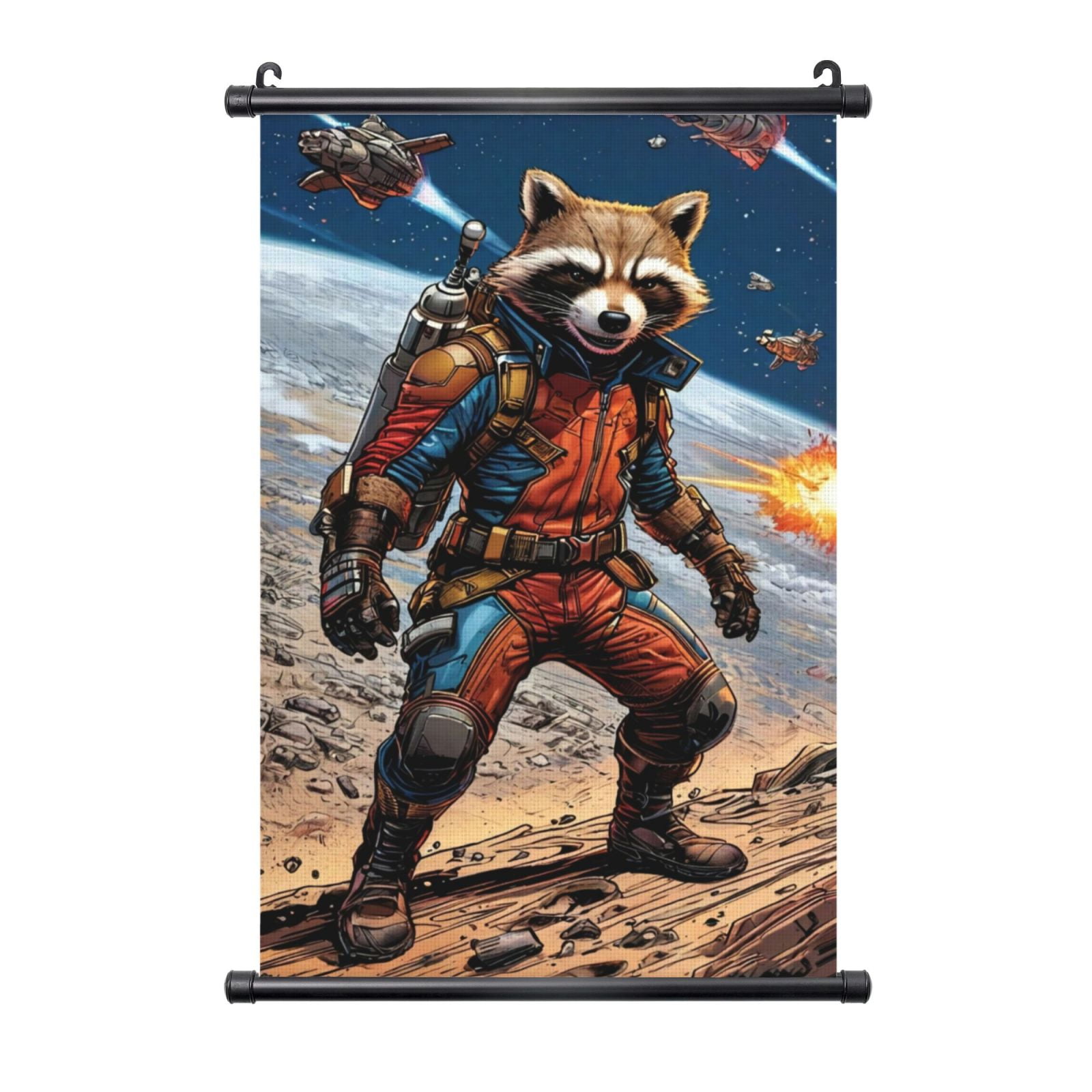 Rocket Raccoon Hanging Poster, Black Plastic Shaft Wall Hanging Posters ...
