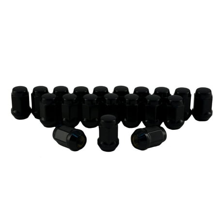 Rocket Racing Wheels C1702B-SET 7/16 Bulge Acorn Lug Nuts Black 3/4 Hex Set 20