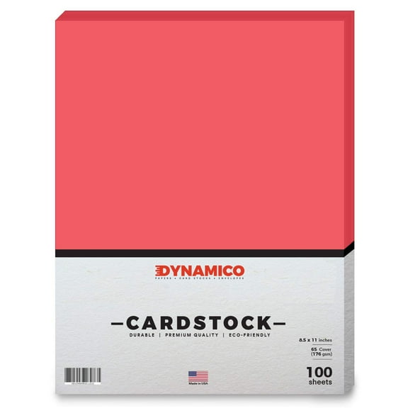 Light Red 8.5 x 11" Cardstock Paper - Letter Size - for Cards and Stationery Printing | Medium weight 65 LB (175 gsm) Cover Card Stock | 100 Sheets Per Pack