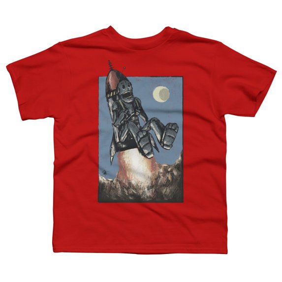 Rocket Robot Boys Red Graphic Tee - Design By Humans S