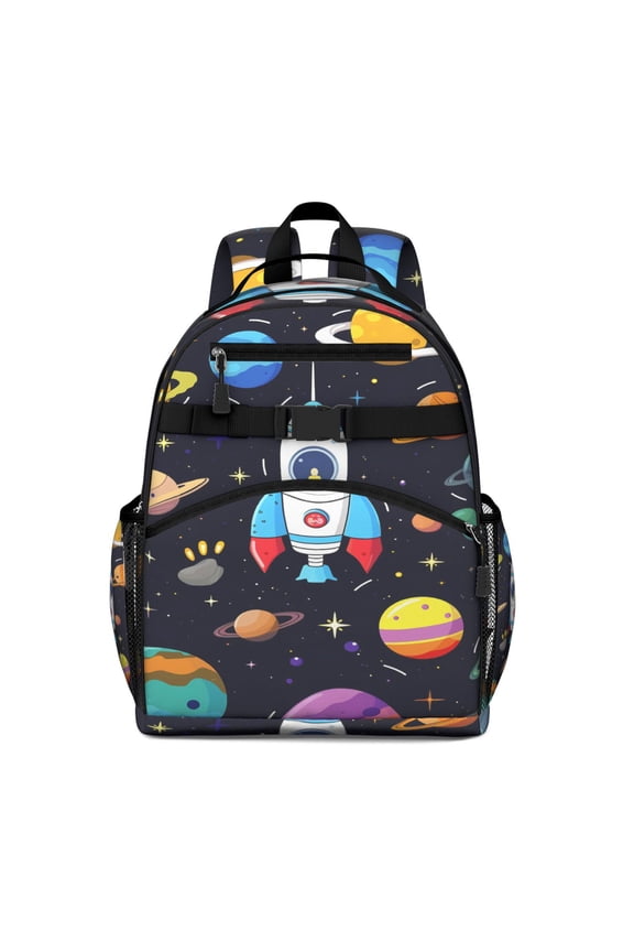 Rocket School Backpack Adjustable Shoulder Straps Chest Strap Spacious Durable Bookbag For Student And Students