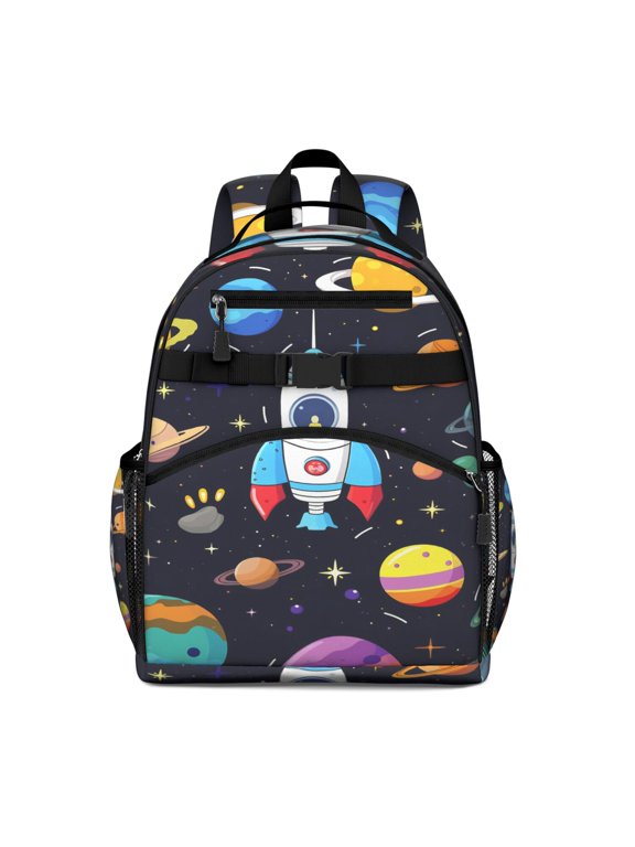 Rocket School Backpack Adjustable Shoulder Straps Chest Strap Spacious Durable Bookbag For Student And Students