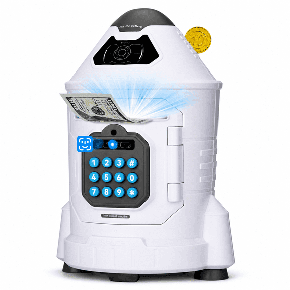 Rocket Shaped Electronic Piggy with Face ID and Password Protection