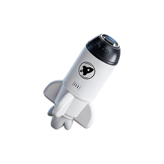 Rocket Shaped Galaxy Starry Sky Projector Night Light With 12 Planet Films 360 Adjustable Angle For Bedroom Car Home Atmosphere Decor (White-24x9cm)