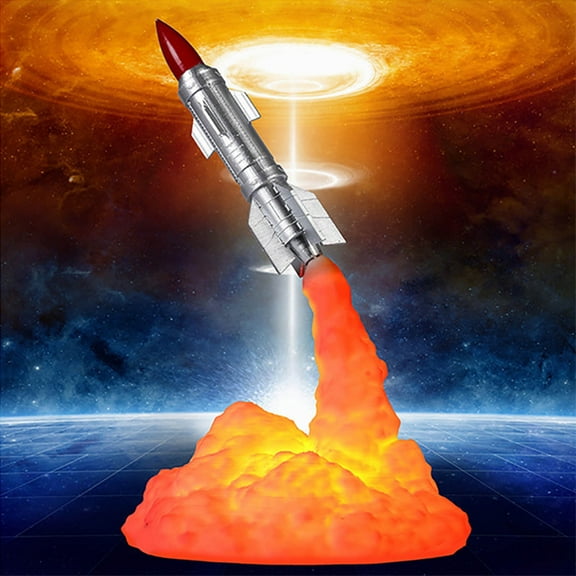 Rocket-Shaped LED Desk Lamp Fun Space-Themed Study Light USB Rechargeable Space Rocket Night Light for Kids Gifts