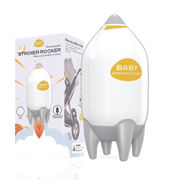 Rocket Ship Automatic Stroller Rocker, A Gentle Rocking Parenting Assistant for Naps on the Go, Quiet Motor & Long Battery Life, Perfect Baby Shower Gift