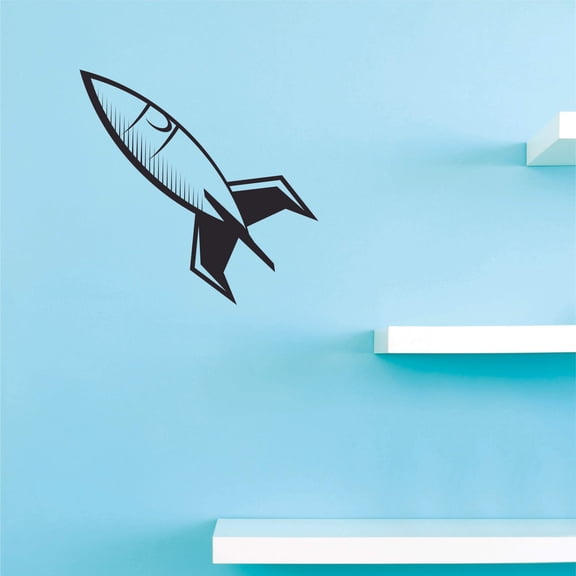 Rocket Ship Boys Wall Decal | 20" x 40" Space Ship Decoration for Boys Bedroom - Removable Vinyl Adhesive Sticker Kids Room