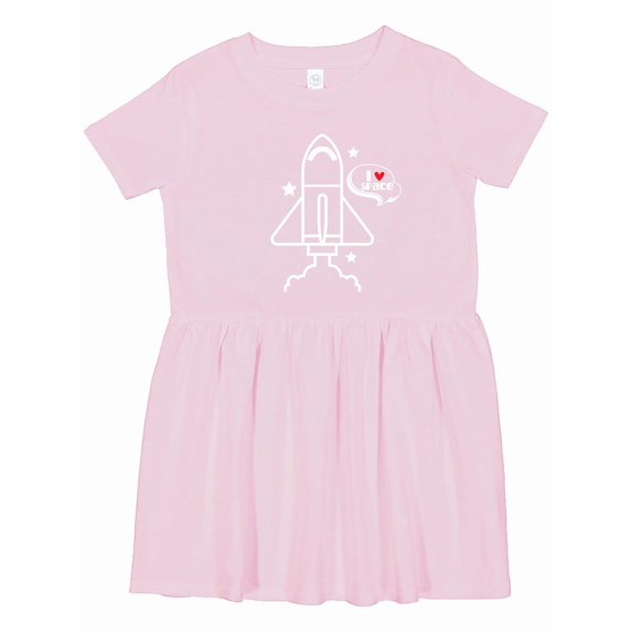 Inktastic Rocket Ship I Love Space Girls Toddler Dress