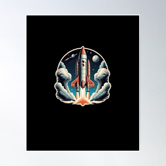 Rocket Ship Liftoff Poster Wall Art, Modern Wall Decor, 8x12 UNFRAMED