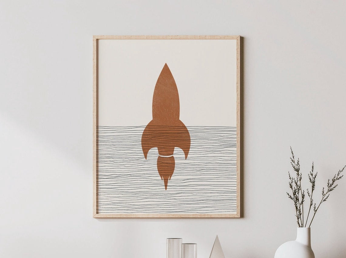 Paper Rpckets Rocket Ship Nursery Wall Art Print, Space Decor Unframed Paper Print ...