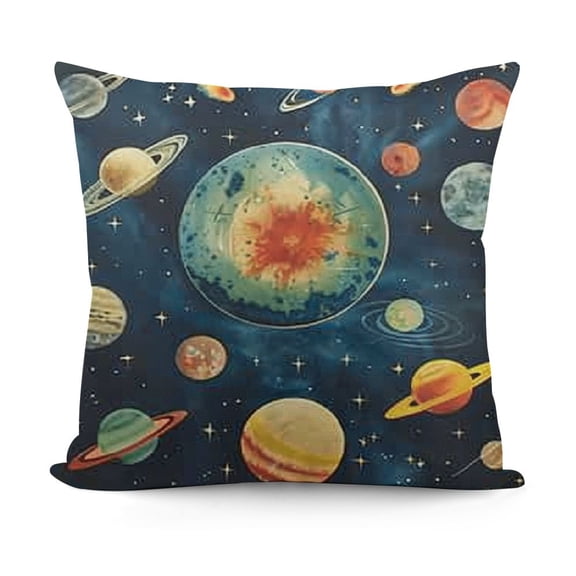 Rocket Ship Solar System Outer Space Planets Design by Daphne Polselli Throw Pillow, , Multi-Color