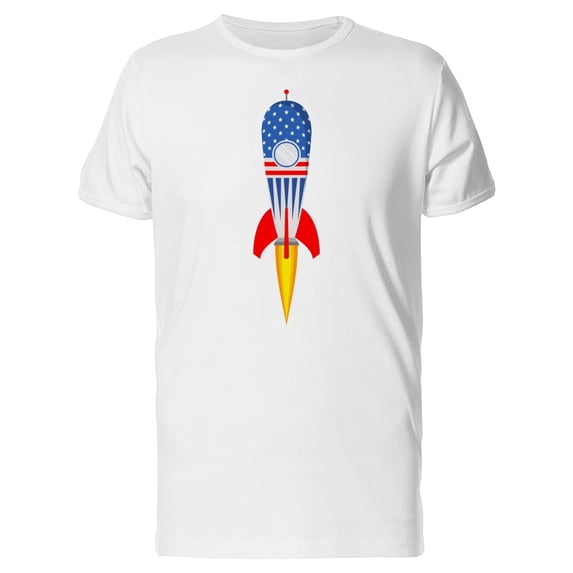 Rocket Ship With Star Pattern T-Shirt Men -Image by Shutterstock, Male Large
