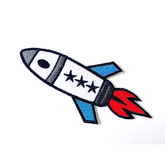 Rocket Shuttle Space Ship Cute Cartoon Logo Applique Embroidered Sew On Iron On Patch For Backpacks Jeans Jackets Clothing