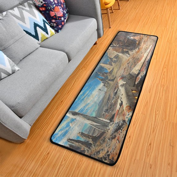 Rocket Space 7224 inch Runner Rug Non-Slip Pads Ares Rugs Washable for Bedroom Bathroom Living Room
