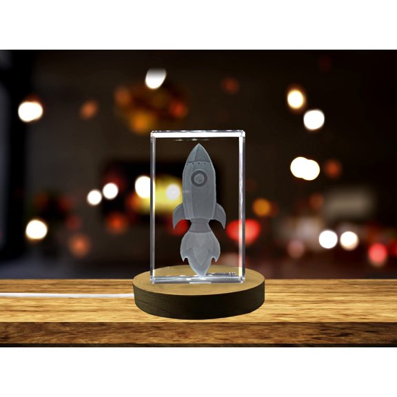 Rocket Space Ship 3D Engraved Crystal 3D Engraved Crystal Keepsake/Gift/Decor/Collectible/Souvenir