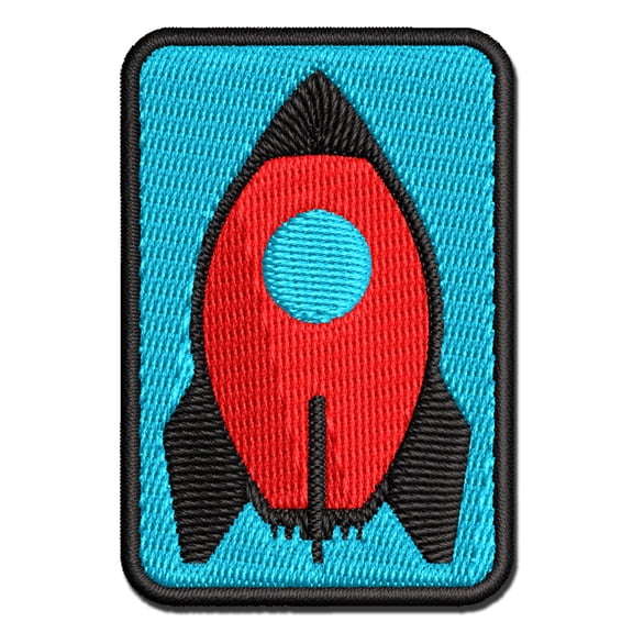 Rocket Space Ship Applique Multi-Color Embroidered Iron-On Patch - 2.0 Inch Mini